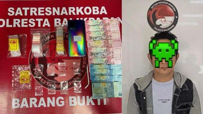 Tim Opsnal Satresnarkoba Polresta Balikpapan Berhasil Mengamankan Pelaku Pengedar dan Barang Bukti sabu di Jl. Letjend Suprapto, Kelurahan Marga Sari, Kecamatan Balikpapan Barat pada Kamis (6/3/2025) dini hari. Foto: HO/Humas Polresta Balikpapan