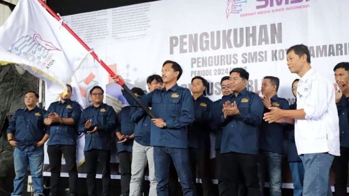 Ketua SMSI Kota Samarinda, Arditya Abdul Aziz saat pengukuhan pengurus pada 2024 lalu. Foto: BorneoFlash/IST