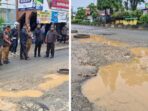 Kondisi Jalan RE Martadinata saat ditinjau oleh Ketua Komisi C DPRD Bontang, Alfin Rausan Fikry, Senin (21/4/2025). Foto: BorneoFlash/Ist