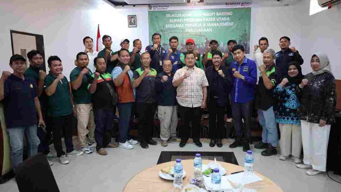 Bupati PPU Mudyat Noor ngopi bareng asosiasi pekerja dan perusahaan di Penajam Paser Utara. Foto: BorneoFlash/IST