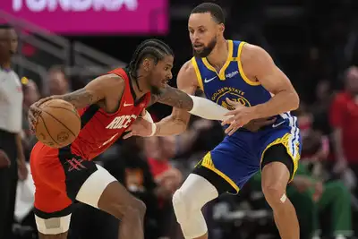 Houston Rockets vs Golden State Warriors. Foto : David J. Phillip / AP