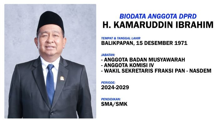 Kamaruddin Ibrahim (KMR) merupakan anggota DPRD Kalimantan Timur dari Partai NasDem. Foto: IST/DPRD.KALTIMPROV