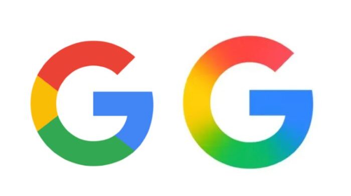 Logo Lama Google (kiri) Logo Baru Google (kanan). Foto: theverge