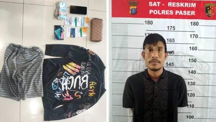 MTR (41), warga asal Serang, Banten, diamankan Tim Jatanras Satreskrim Polres Paser pada Sabtu (25/5/2025) usai membobol sebuah warung milik warga. Foto: BorneoFlash/IST