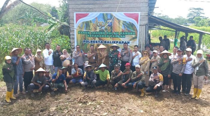 Polresta Balikpapan menggelar kegiatan Panen Raya Jagung Pipil di Kelurahan Teritip, Kecamatan Balikpapan Timur, Senin (5/5/2025). Foto: HO/Humas Polresta Balikpapan