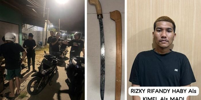 RRH diamankan tanpa perlawanan akibat mengacungkan sebilah parang ke arah pria berinisial S (38) pada Minggu (11/5/2025) malam. Foto: HO/Humas Polres Bontang