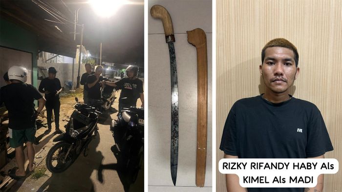 RRH diamankan tanpa perlawanan akibat mengacungkan sebilah parang ke arah pria berinisial S (38) pada Minggu (11/5/2025) malam. Foto: HO/Humas Polres Bontang