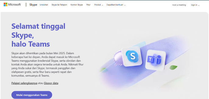 Tampilan Halaman Website Skype. Foto: skype.com