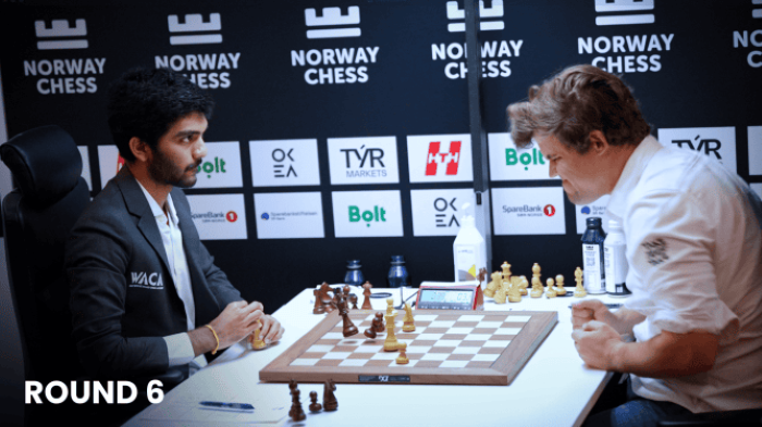 Norway Chess 2025 : Gukesh Dommaraju vs Magnus Carlsen. Foto: chess.com