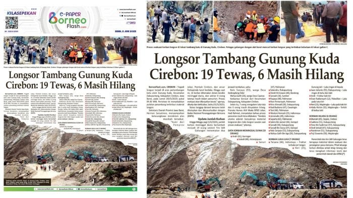 Headline E-Paper BorneoFlash Edisi Senin 2 Juni 2025.