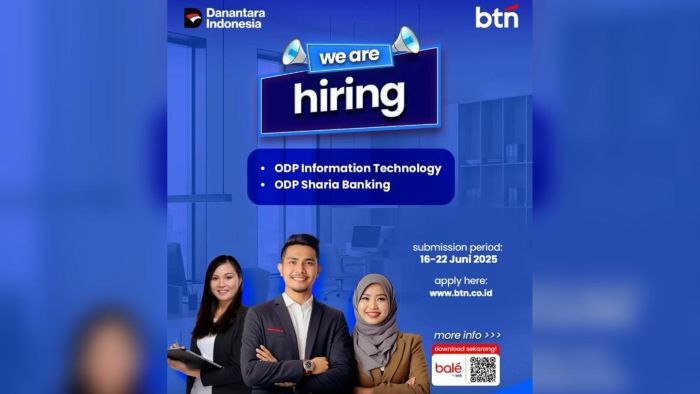Info loker BUMN dari BTN. Foto: Instagram/@homeofbtners)