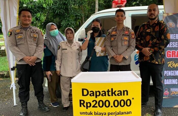 Maxim berkolaborasi dengan Polresta Balikpapan menyelenggarakan kegiatan cek kesehatan gratis. Foto: HO/Maxim