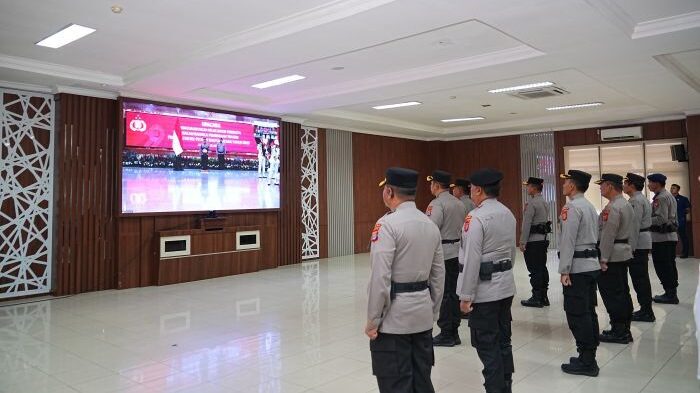 Polda Kaltim Mengikuti kegiatan Pembinaan Tradisi Upacara Pemurnian Nilai-Nilai Luhur Tribrata dan diikuti serentak oleh seluruh Polda se-Indonesia melalui video conference, Pada Rabu (18/6/2025). Foto: HO/Humas Polda Kaltim