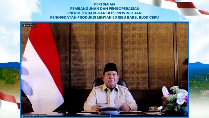 Presiden Prabowo saat memberikan sambutan pada peresmian proyek energi bersih di PLTP Ijen, Bondowoso, Jawa Timur, pada Kamis (26/6/2025). Foto: HO/PT PLN (Persero)