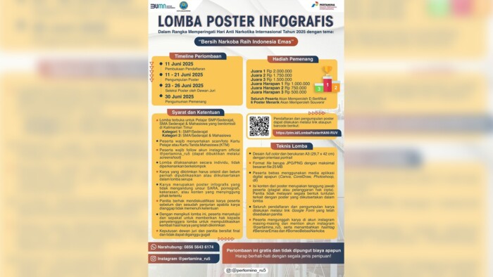 PT KPI Unit Balikpapan dan BNN Kota Balikpapan Gelar Lomba poster infografis bertema Bersinar Emas. Foto: HO/KPI Unit Balikpapan.