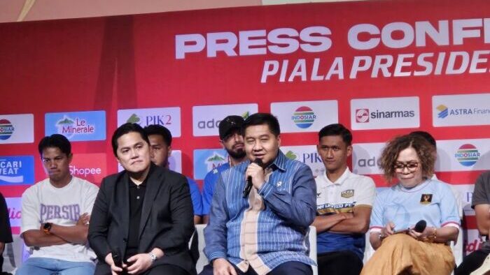 Ketua SC Piala Presiden 2025, Manuar Sirait dalam jumpa pers Piala Presiden 2025 di Jakarta (4/7/25). Foto: ANTARA/Rauf Adipati