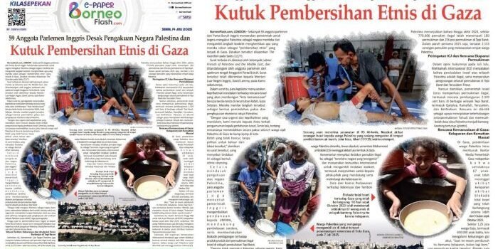 Headline E-Paper BorneoFlash Edisi Senin 14 Juli 2025.
