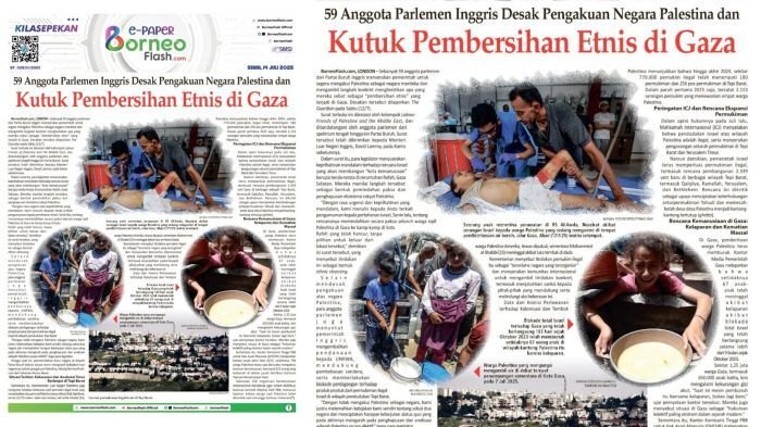 Headline E-Paper BorneoFlash Edisi Senin 14 Juli 2025.