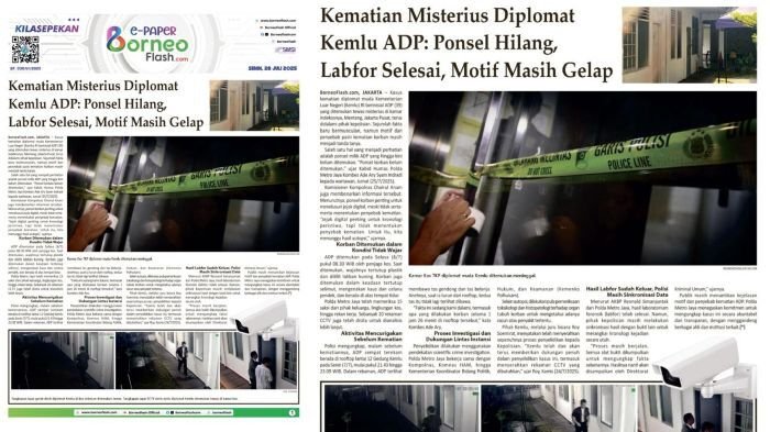 Headline E-Paper BorneoFlash Edisi Senin 28 Juli 2025.