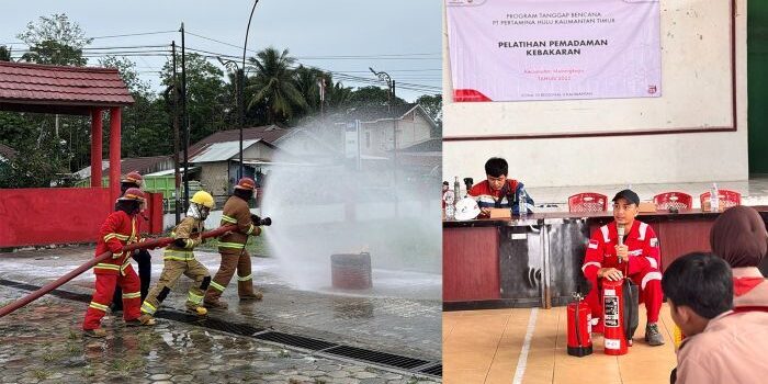 PHKT DOBU bersama Dinas Pemadam Kebakaran Kecamatan Marangkayu memberikan Pelatihan Dasar Pemadaman Kebakaran bagi masyarakat di BPU Kecamatan Marangkayu pada Kamis, 26 Juni 2025. Foto: HO/PHKT