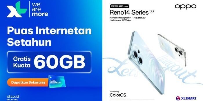 PT XLSMART Telecom Sejahtera Tbk (XLSMART) melalui layanan prabayar XL Luncurkan Program bundling eksklusif untuk dua tipe smartphone unggulan yang baru saja dirilis ke pasar nasional, OPPO Reno14 Series dan Motorola Edge 60 Pro. Foto: HO/XLSMART