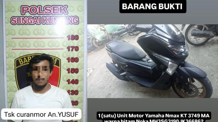 Pelaku Curanmor dan barang bukti Berhasil Diamankan Polsek Sungai Kunjang. Foto: HO/Humas Polresta Samarinda