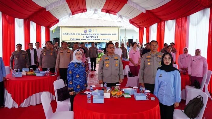 Peluncuran Satuan Pelayanan Pemenuhan Gizi (SPPG) secara serentak di 11 Polda seluruh Indonesia, seremoni virtual nasional yang diikuti Polda Kalimantan Timur, pada Kamis (17/7/2025). Foto: HO/Humas Polda Kaltim