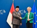 Presiden Republik Indonesia, Prabowo Subianto, melakukan pertemuan dengan Presiden Komisi Eropa, Ursula von der Leyen, di kantor pusat Uni Eropa (European Union Headquarters), Gedung Berlaymont, Brussel, Belgia, pada Minggu (13/07/2025). Foto: setneg.go.id