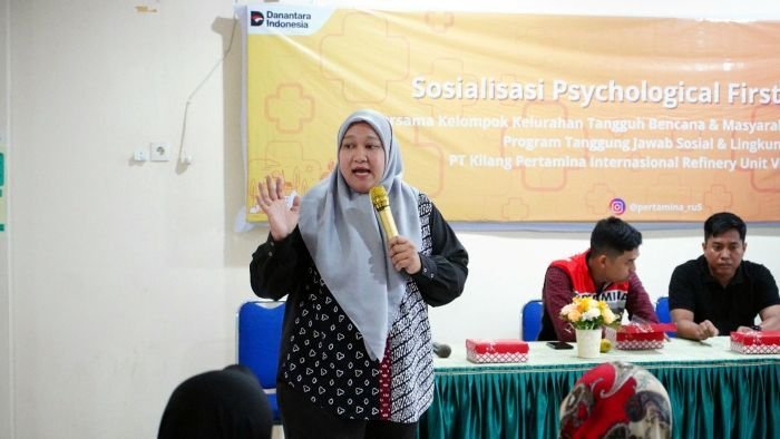 Sosialisasi Psychological First Aid (PFA) bagi para relawan Kelurahan Tangguh Bencana (KATANA), di Aula Kelurahan Baru Ilir, pada Senin (28/7/2025). Foto: HO/KPI Unit Balikpapan