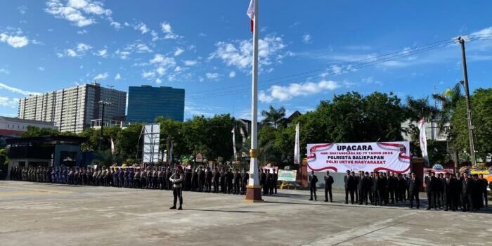 Upacara Hari Bhayangkara Ke-79 di Polresta Balikpapan, Sinergi Polri Untuk Masyarakat. Foto: HO/Humas Polresta Balikpapan