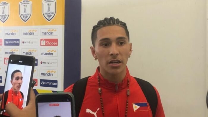 Javier Mariona, pemain timnas U-23 Filipina, menyatakan kebanggaannya karena mampu membuat timnya menyulitkan Indonesia saat kedua tim bertemu di SUGBK, Jakarta (18/7/2025). Foto: ANTARA/Zaro Ezza Syachniar