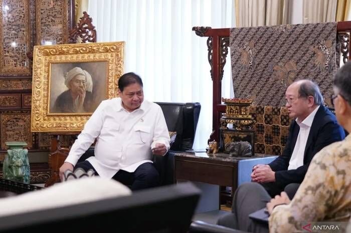 Menteri Koordinator Bidang Perekonomian Airlangga Hartarto saat bertemu dengan Chairman of Singtel dan Temasek Board Members Lee Theng Kiat di Jakarta, Jumat (18/7/2025).Foto: ANTARA/HO-Kementerian Koordinator Bidang Perekonomian.
