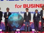 Ki-ka :Direktur & Chief Enterprise Strategic Relationship Officer XLSMART, Andrijanto Muljono, Chairman Sinar Mas Telecommunication & Technology, Franky Oesman Widjaja,Presiden Komisaris XLSMART, Arsyad Rasyid, Komisaris XLSMART, Retno Marsudi dan Presiden Direktur & CEO XLSMART, Rajeev Sethi dalam acara opening ceremony BRAVO 500 SUMMIT di Ritz Carlton Hotel Pacific Place Jakarta, Pada Kamis (24/7/2025). Foto: HO/XLSMART 