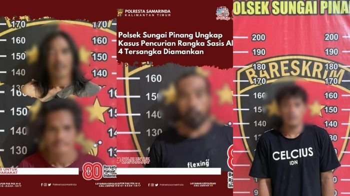 4 Pelaku yang diamankan beserta barang bukti. Foto: HO/Humas Polresta Samarinda