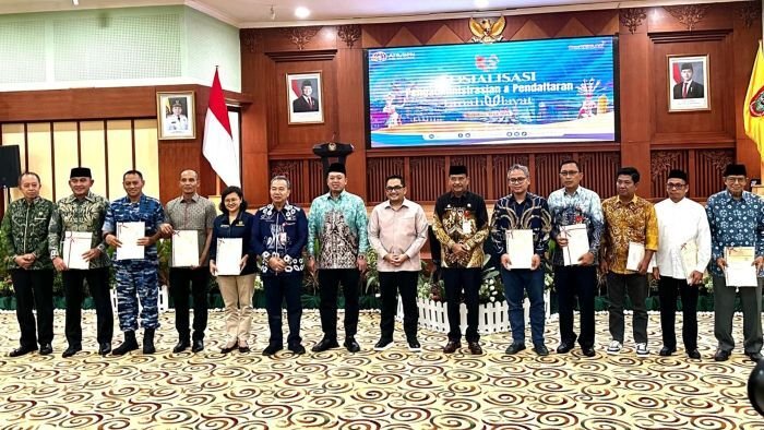 Acara Sosialisasi Pengadministrasian & Pendaftaran Tanah Ulayat di Gedung K.H. Idham Chalid, Komplek Kantor Gubernur Kalimantan Selatan, pada Kamis (31/7/2025). Foto: HO/PLN UIP KLT