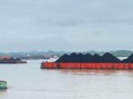 Aktivitas batu bara dari kapal ke kapal atau Ship To Ship (STS) yang berlangsung di wilayah perairan. Foto: BorneoFlash/Nur Ainunnisa