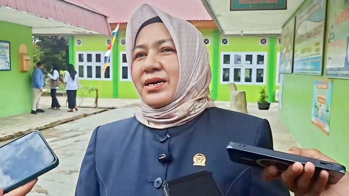 Anggota DPRD Paser, Nurhayati usai menghadiri launching MBG di SMP Negeri 2 Tanah Grogot, pada Selasa (19/8/2025). Foto: BorneoFlash/IST