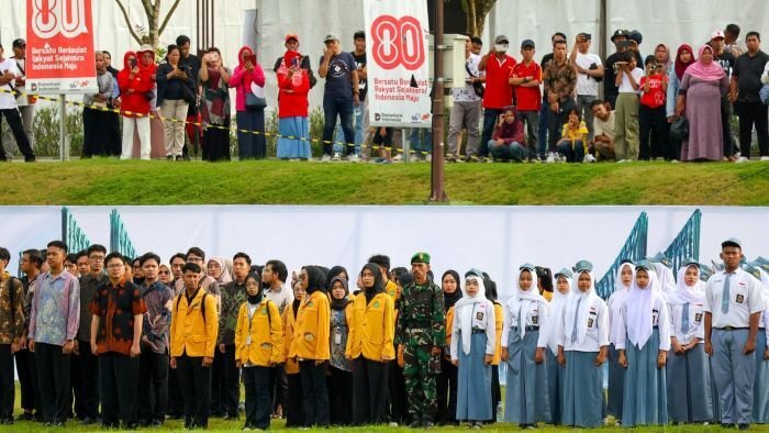 Antusias masyarakat dalam menyaksikan jalannya upacara di IKN. Foto: HO/Humas Otorita IKN