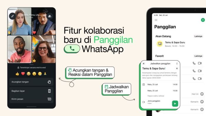WhatsApp milik Meta kembali merilis tiga fitur baru untuk meningkatkan pengalaman pengguna saat melakukan telepon grup. Foto: HO/blog.whatsapp.com