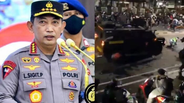 Kapolri Jenderal Pol. Listyo Sigit menyampaikan permintaan maaf atas insiden tragis seorang pengemudi ojol yang tewas usai dilindas rantis milik Brimob di kawasan Jakarta Selatan. Foto: BorneoFlash/Ist