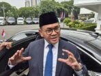Menteri Perdagangan Budi Santoso saat menyampaikan keterangan seusai menghadiri bilateral RI-Peru di kompleks Istana Kepresidenan, Jakarta, Senin (11/8/2025). FOTO: ANTARA/Suci Nurhaliza
