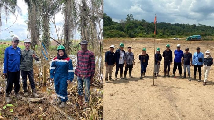 PHSS menerima kedatangan tim dari Kantor Pertanahan Kukar yang melaksanakan pemeriksaan tanah di Lapangan Semberah, Desa Salo Cella, Kecamatan Muara Badak. Foto: HO/PHSS