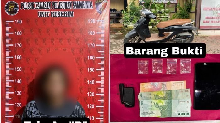 Pelaku yang berhasil diamankan Polsek Kawasan Pelabuhan Samarinda beserta barang bukti. Foto: HO/Humas Polresta Samarinda