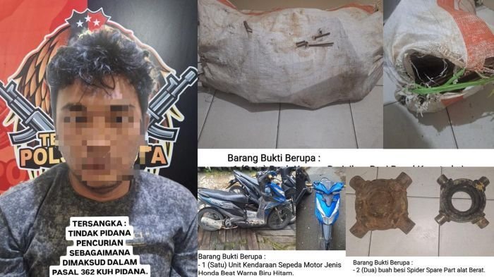 Pelaku yang berhasil diamankan Polsek Samarinda Kota beserta barang bukti. Foto: HO/Humas Polresta Samarinda