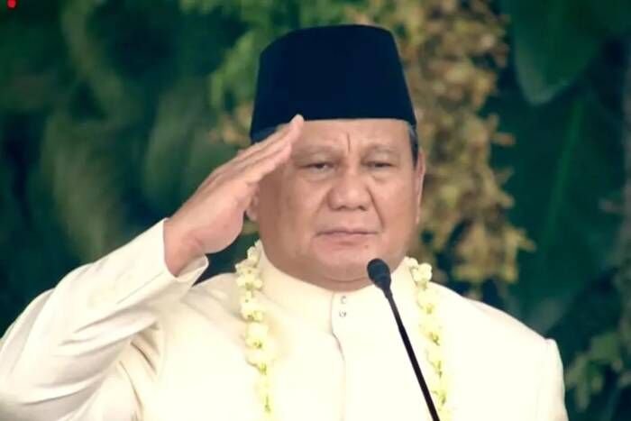 Presiden Prabowo Subianto memimpin Upacara Peringatan Detik-Detik Proklamasi Kemerdekaan Republik Indonesia di Istana Merdeka, Jakarta, Minggu (17/8/2025). FOTO: ANTARA/HO-BPMI Sekretariat Presiden