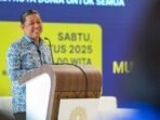 Wakil Menteri Luar Negeri Republik Indonesia, Muhammad Anis Matta membuka Kongres Diaspora Indonesia ke-8, di Multifunction Hall, Kantor Kementerian Koordinator 3, IKN pada Sabtu (2/8/2025). Foto: HO/Humas Otorita IKN