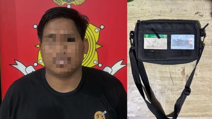 Pelaku Berinisial M.R.A.S (30), beserta barang bukti. Foto: HO/Humas Polresta Samarinda