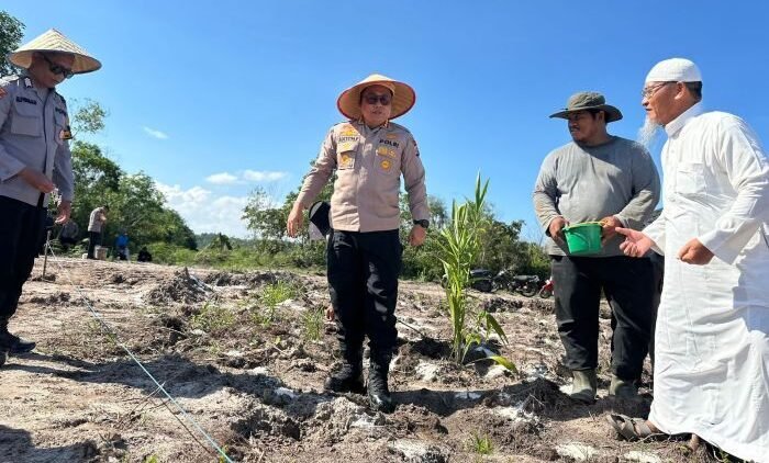 Kapolresta Balikpapan, Kombes Pol Anton Firmanto, S.H., S.I.K., M.Si, Pimpin Kegiatan  penanaman jagung pipil di lahan Pondok Pesantren Hidayatullah, Gunung Tembak, Balikpapan Timur, pada Rabu (6/8/2025). Foto: HO/Humas Polresta Balikpapan
