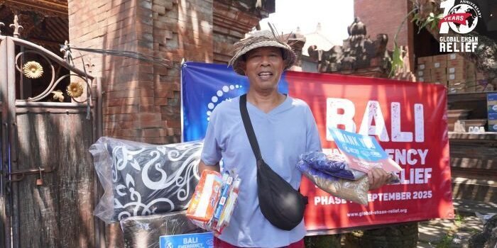 Global Ehsan Relief Indonesia berkolaborasi dengan Yayasan IDEP Selaras Alam berhasil menyalurkan bantuan Bencana banjir bandang dan tanah longsor yang melanda Bali pada Rabu, 10 September 2025. Foto: HO/Global Ehsan Relief