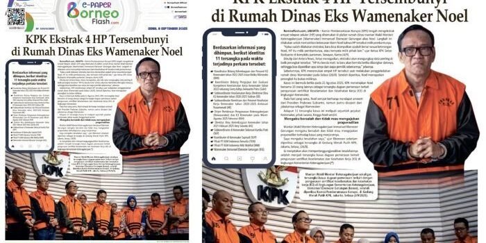 Headline E-Paper BorneoFlash Edisi Senin 8 September 2025.